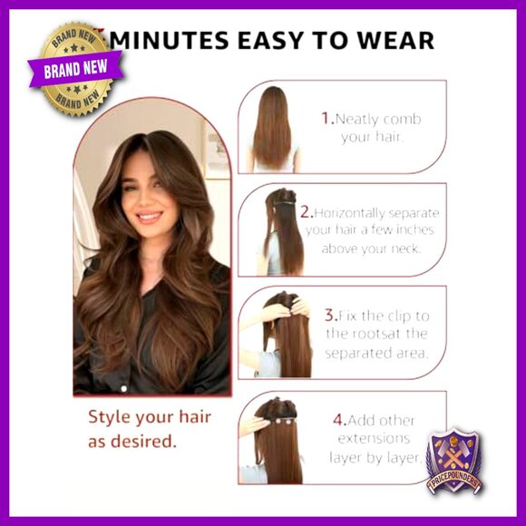 14 Inch Real Human Hair Clip-In Extensions, 100g Double Weft Set